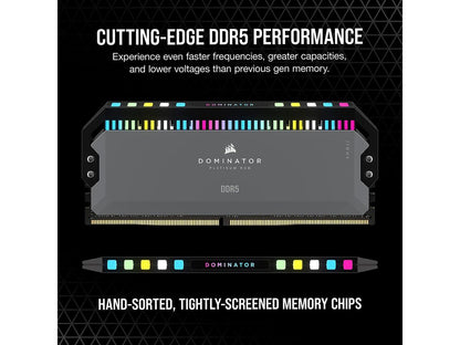 CORSAIR Dominator Platinum RGB 32GB (2 x 16GB) 288-Pin PC RAM DDR5 5200 (PC5 41600) XMP 3.0 AMD EXPO desktop memory Model CMT32GX5M2B5200Z40
