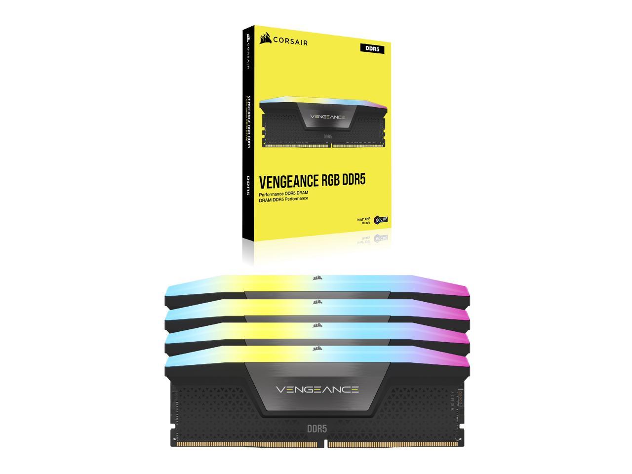 CORSAIR Vengeance RGB 64GB (4 x 16GB) 288-Pin PC RAM DDR5 5600 (PC5 44800) Desktop Memory Model CMH64GX5M4B5600Z36