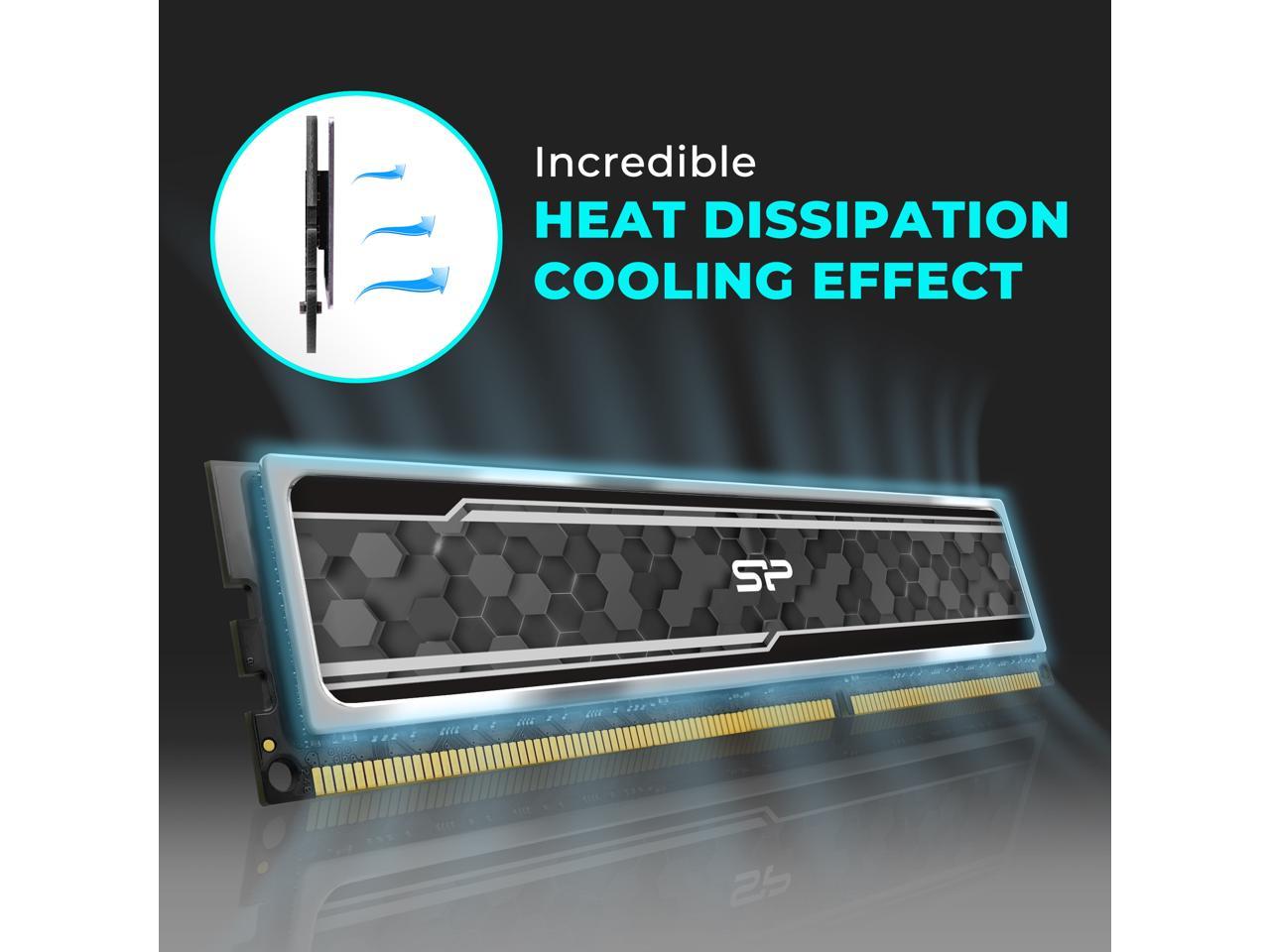 Silicon Power Gaming DDR4 16GB Kit (2 x 8GB) 3600MHz (PC4 28800) C18 Desktop Memory Module Ram with Heatsink Camouflage Grey (SP016GXLZU360BDAJ5)