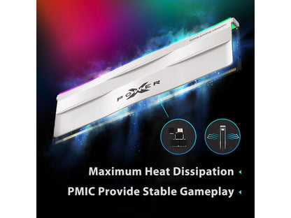 Silicon Power DDR5 32GB (16GBx2) Zenith RGB 5600MHz (PC5-44800) 288-pin CL40 1.25V UDIMM Desktop Memory Module RAM SP032GXLWU560FDH Metallic White