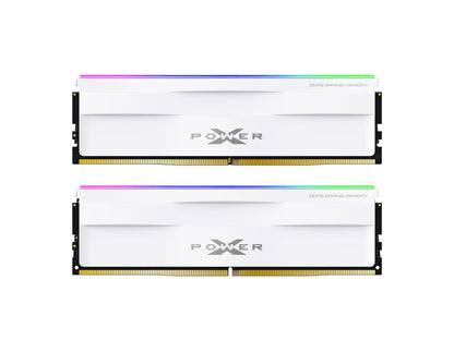 Silicon Power DDR5 32GB (16GBx2) Zenith RGB 5600MHz (PC5-44800) 288-pin CL40 1.25V UDIMM Desktop Memory Module RAM SP032GXLWU560FDH Metallic White