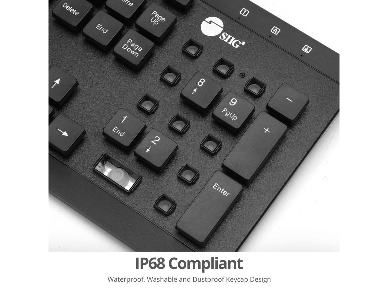 SIIG Industrial Grade Washable & Dustproof USB Multimedia Keyboard JK-US0U11-S1