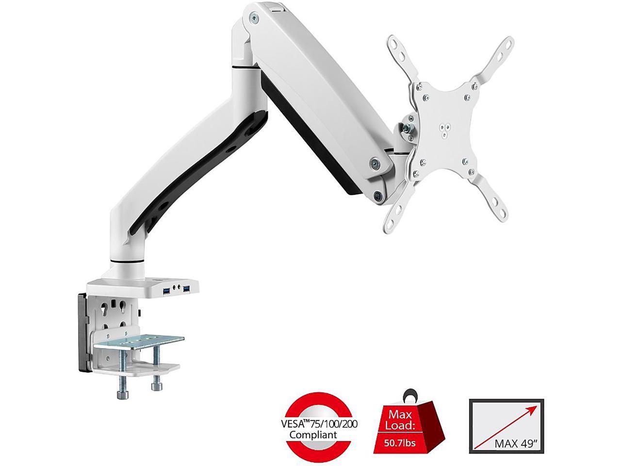 SIIG CE-MT3H11-S1 Single Monitor Gas Spring Aluminum Desk Monitor Arm with USB and Audio Ports