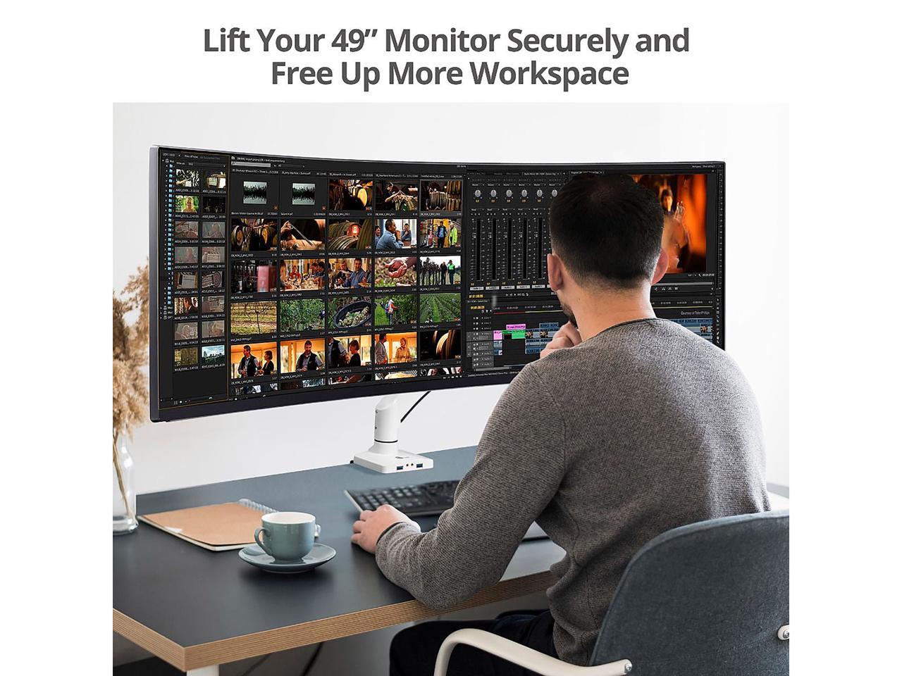 SIIG CE-MT3H11-S1 Single Monitor Gas Spring Aluminum Desk Monitor Arm with USB and Audio Ports