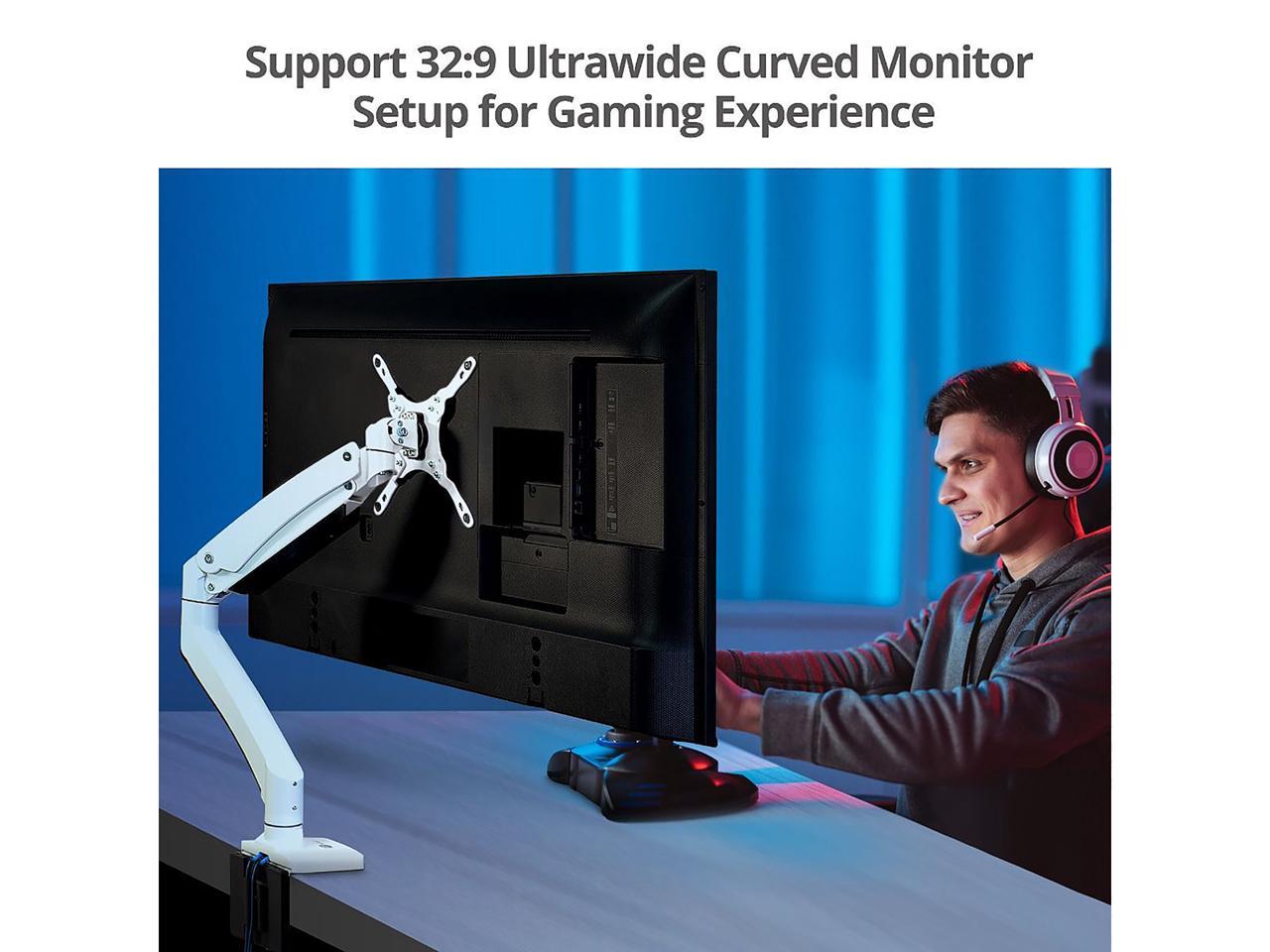 SIIG CE-MT3H11-S1 Single Monitor Gas Spring Aluminum Desk Monitor Arm with USB and Audio Ports