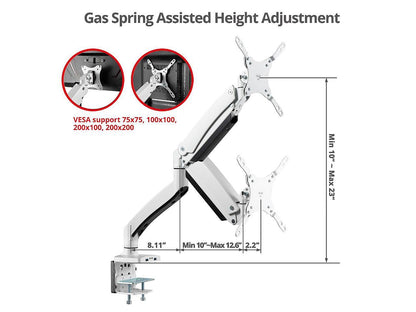 SIIG CE-MT3H11-S1 Single Monitor Gas Spring Aluminum Desk Monitor Arm with USB and Audio Ports
