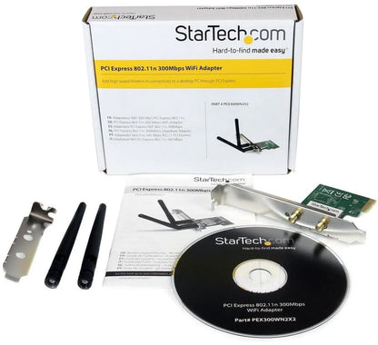 StarTech.com PCI Express Wireless N Adapter - 300 Mbps PCIe 802.11 b/g/n Network Adapter Card - 2T2R 2.2 dBi - Model PEX300WN2X2