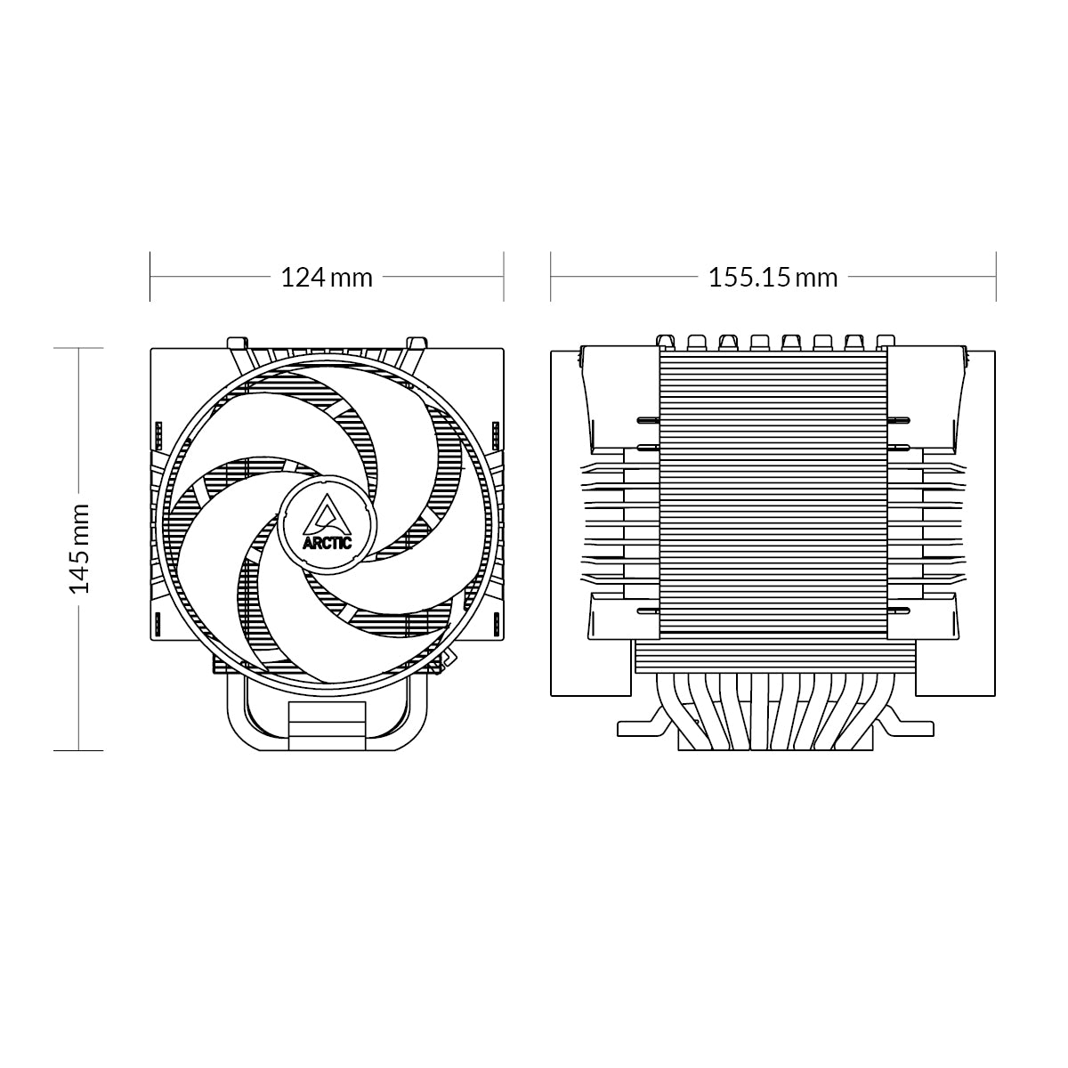 ARCTIC Freezer 4U-M CPU Cooler for AMD socket SP3, Intel 4189/4677 direct touch technology, compatible Rackmount 4U Server case Dual 12cm Fan Model ACFRE00133B