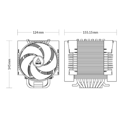 ARCTIC Freezer 4U-M CPU Cooler for AMD socket SP3, Intel 4189/4677 direct touch technology, compatible Rackmount 4U Server case Dual 12cm Fan Model ACFRE00133B