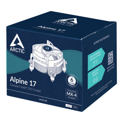 ARCTIC 92 mm Alpine 17 Intel CPU Cooler PWM Fan Radial Heatsink Top Blower Intel LGA 1700 4-Pin Connector 100-2000 RPM Model ACALP00040A