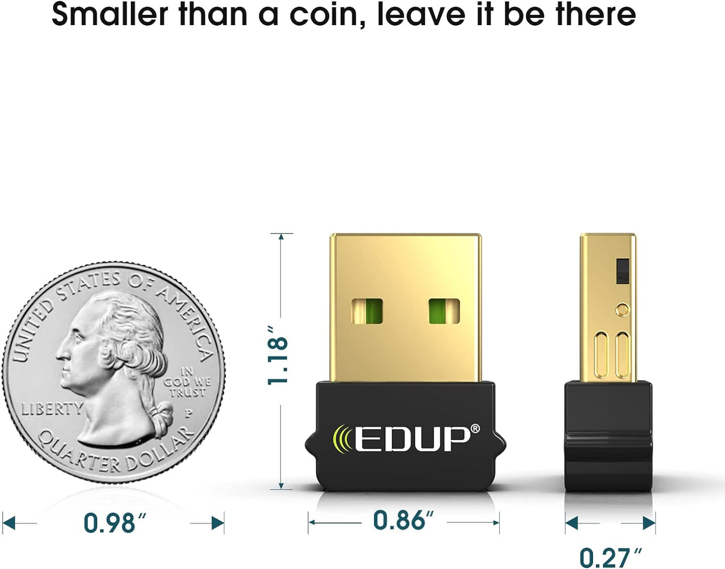 EDUP Mini USB Bluetooth 5.0 Adapter for PC, USB 2.0 Bluetooth EDR Dongle for Desktop/PC/Laptop, 66ft/20M Transmission Range, BT 5.0 Adapter Support Windows 10/8.1/8 /7 (Need Installed Driver) EP-B3519