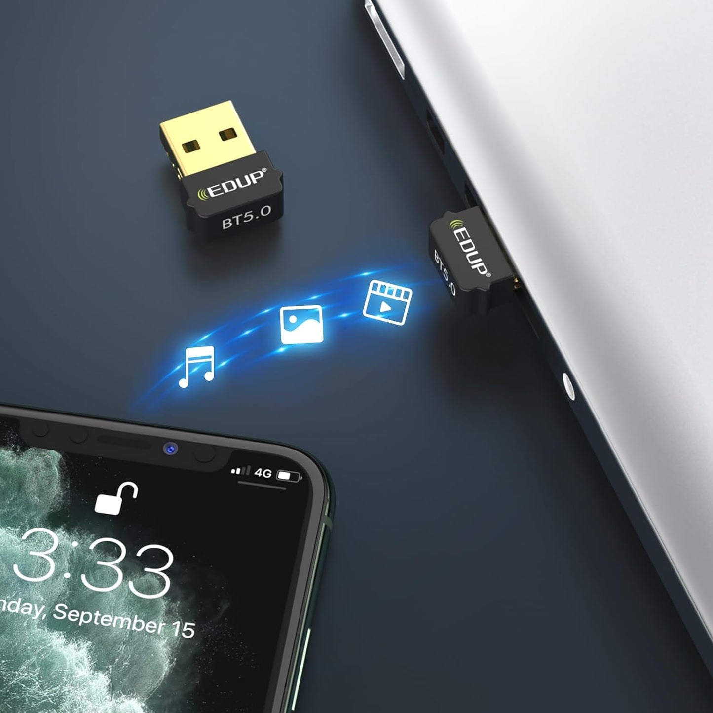 EDUP Mini USB Bluetooth 5.0 Adapter for PC, USB 2.0 Bluetooth EDR Dongle for Desktop/PC/Laptop, 66ft/20M Transmission Range, BT 5.0 Adapter Support Windows 10/8.1/8 /7 (Need Installed Driver) EP-B3519