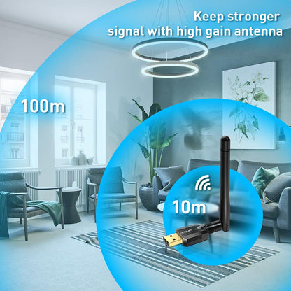 EDUP Long Range USB Bluetooth 5.1 Adapter for PC USB Bluetooth Adapter Wireless Audio Dongle 328FT / 100M 5.1 Bluetooth Transmitter Receiver for Desktop Laptop PC with Windows 10/8 / 8.1/7