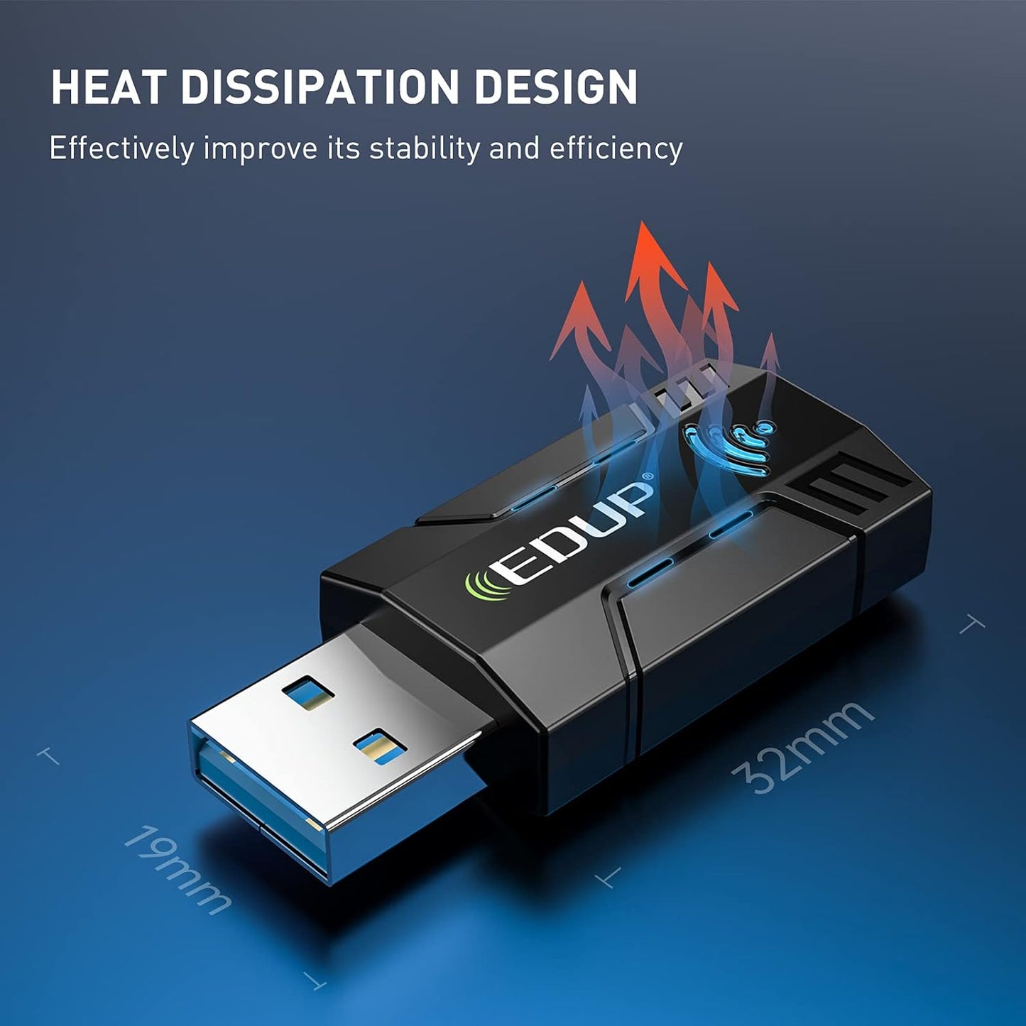 EDUP AC 1300Mbps USB WiFi Adapter for PC USB 3.0 Wireless Dongle, 5Ghz /2.4Ghz Dual Band 802.11ac Network Adapter for Desktop Laptop,Built-in Antenna Supports Windows 10/8/7/XP/Vista/Mac10.6~10.15 -