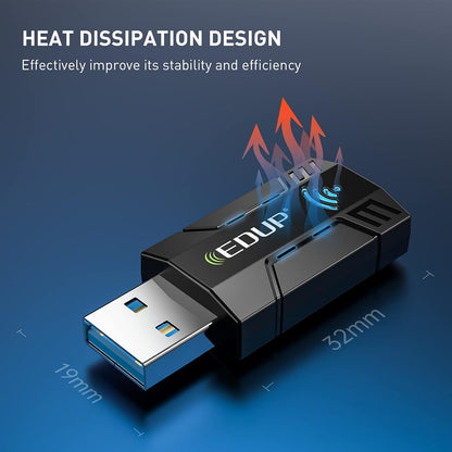 EDUP AC 1300Mbps USB WiFi Adapter for PC USB 3.0 Wireless Dongle, 5Ghz /2.4Ghz Dual Band 802.11ac Network Adapter for Desktop Laptop,Built-in Antenna Supports Windows 10/8/7/XP/Vista/Mac10.6~10.15 -