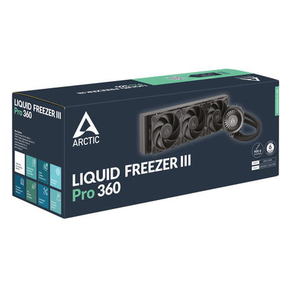 ARCTIC Liquid Freezer III Pro 360 AIO CPU Cooler 3 x 120 mm Water Cooling 38 mm Radiator PWM Pump VRM Fan AMD AM5/AM4 Intel LGA1851/1700 Contact Frame Black Model ACFRE00180A