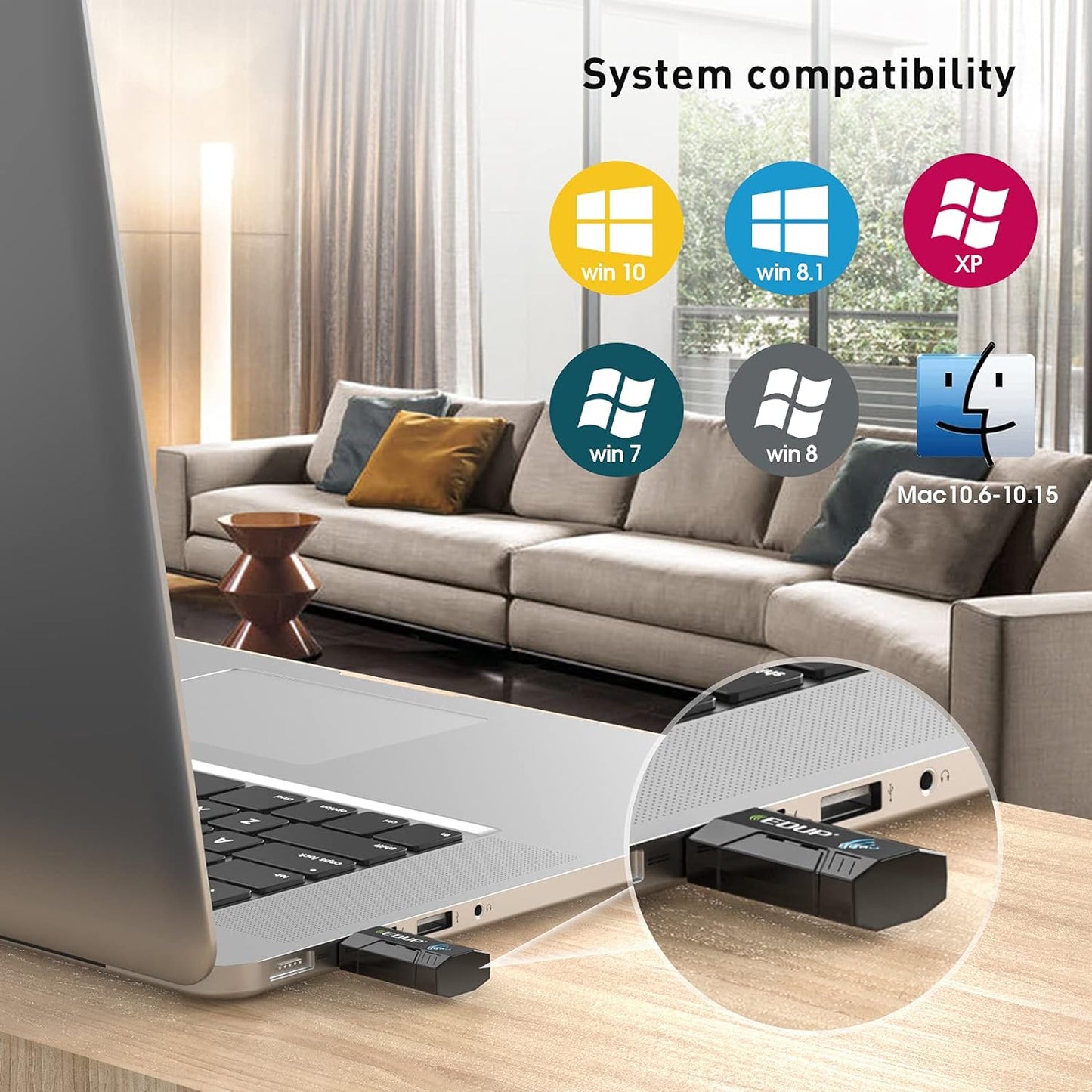 EDUP AC 1300Mbps USB WiFi Adapter for PC USB 3.0 Wireless Dongle, 5Ghz /2.4Ghz Dual Band 802.11ac Network Adapter for Desktop Laptop,Built-in Antenna Supports Windows 10/8/7/XP/Vista/Mac10.6~10.15 -