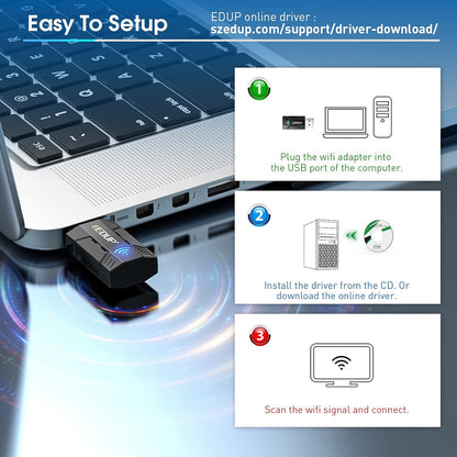 EDUP AC 1300Mbps USB WiFi Adapter for PC USB 3.0 Wireless Dongle, 5Ghz /2.4Ghz Dual Band 802.11ac Network Adapter for Desktop Laptop,Built-in Antenna Supports Windows 10/8/7/XP/Vista/Mac10.6~10.15 -