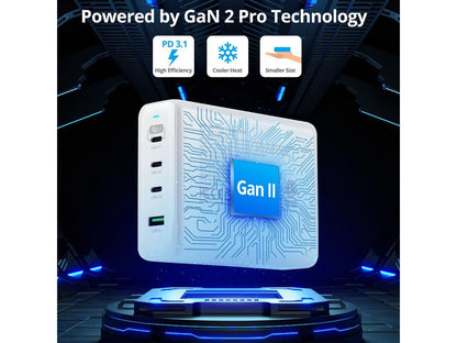 SIIG 240W GaN PD 3.1 Charger - 3C1A - 3x USB-C + 1x USB-A - White AC-PW1X11-S1