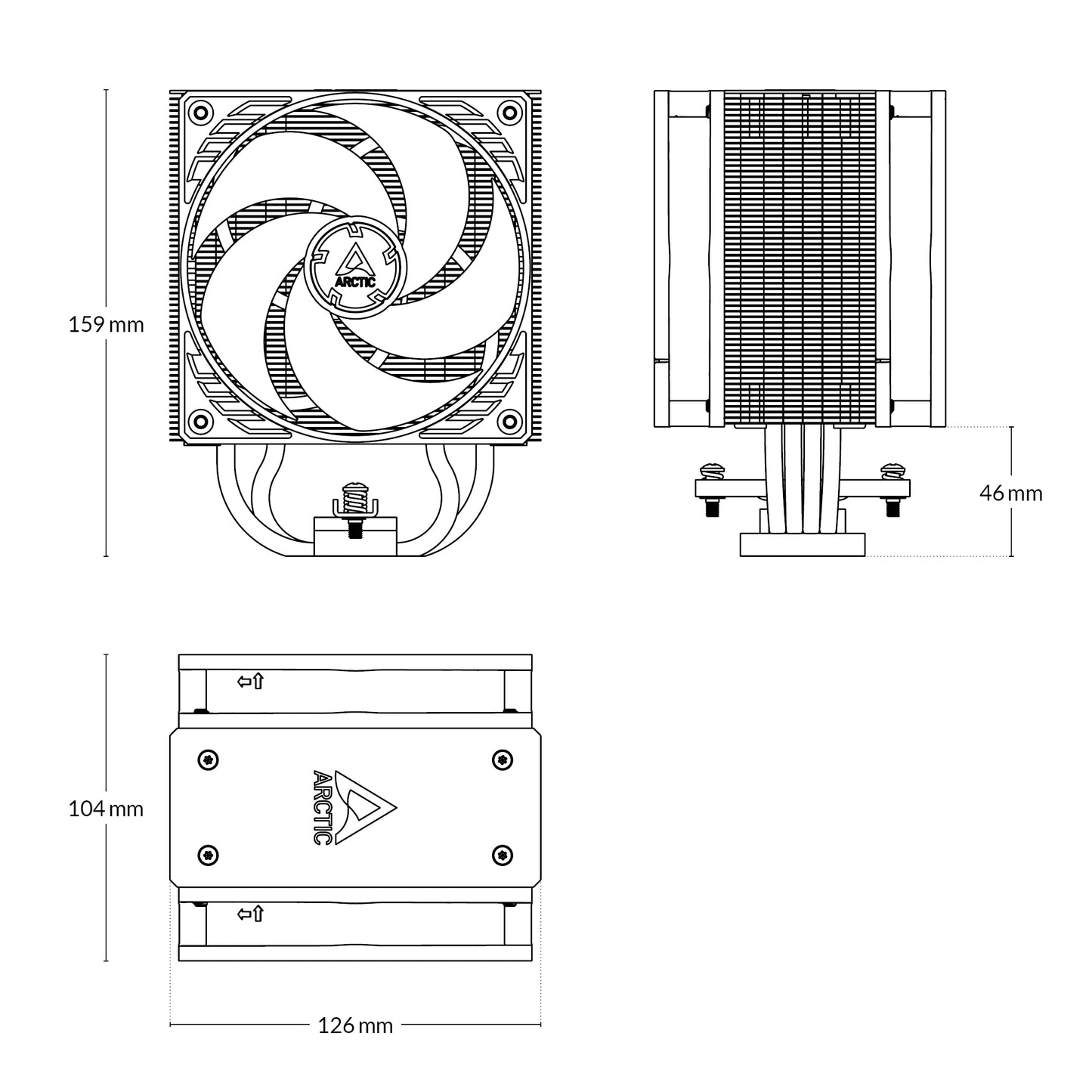 ARCTIC Freezer 36 A-RGB Single-Tower CPU Cooler with Push-Pull Two Pressure-optimised 120 mm P Fans and ARGB Lighting Fluid Dynamic Bearing 200–2000 RPM 4 Heatpipes incl. MX-6 Thermal Compound Model ACFRE00124A