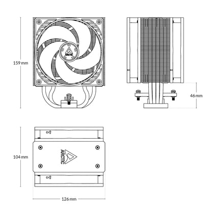 ARCTIC Freezer 36 A-RGB Single-Tower CPU Cooler with Push-Pull Two Pressure-optimised 120 mm P Fans and ARGB Lighting Fluid Dynamic Bearing 200–2000 RPM 4 Heatpipes incl. MX-6 Thermal Compound Model ACFRE00124A