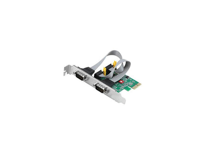 SIIG 2 Port DP Cyber RS-232 2S PCIe Card - 250Kbps - ASIX AX99100 Chipset - PCI Express Base Specification 2.0 Compliant