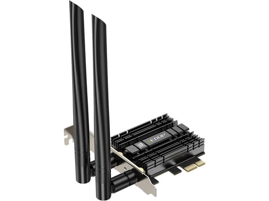 EDUP PCIE WiFi 6E Card AX210 Bluetooth 5.2 AX5400M 802.11ax Tri-Band 6G/5.8G/2.4GHz Heat Sink 6dBi Antenna PCI-E Wireless Network Cards for Desktop PC Support Windows 11/10 64-bit - EP-9651GS