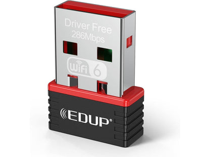 EDUP 802.11ax Nano USB WiFi 6 Adapter for PC, EDUP 2.4G 300Mbps Wireless Mini USB WiFi-Adapter for Laptop Desktop PC, Travel Size Driver-Free USB WiFi Dongle, Support Windows 11/10/7