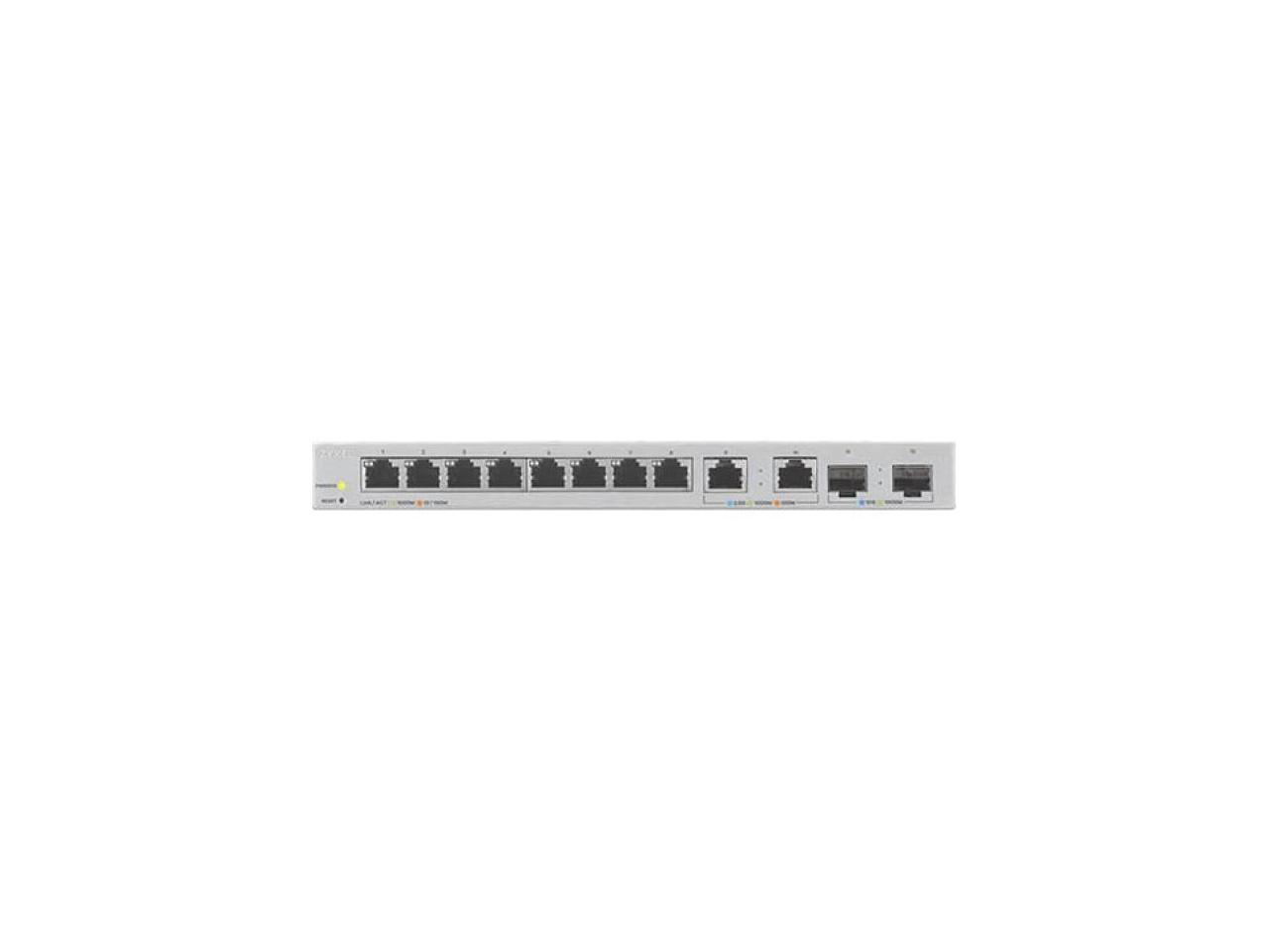 ZYXEL 12-Port Web-Managed Multi-Gigabit Switch with 2-Port 2.5G and 2-Port 10G SFP+ 12 Ports Manageable 2 Layer Supported Modular Twisted Pair Optical Fiber Wall Mountable