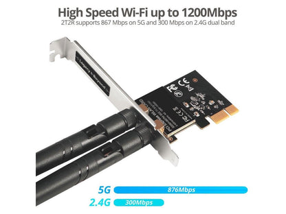 SIIG Wireless 2T2R Dual Band WiFi Ethernet PCIe Card AC1200 LB-WR0011-S1