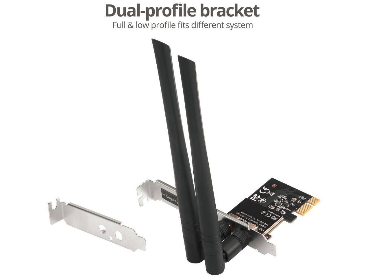 SIIG Wireless 2T2R Dual Band WiFi Ethernet PCIe Card AC1200 LB-WR0011-S1
