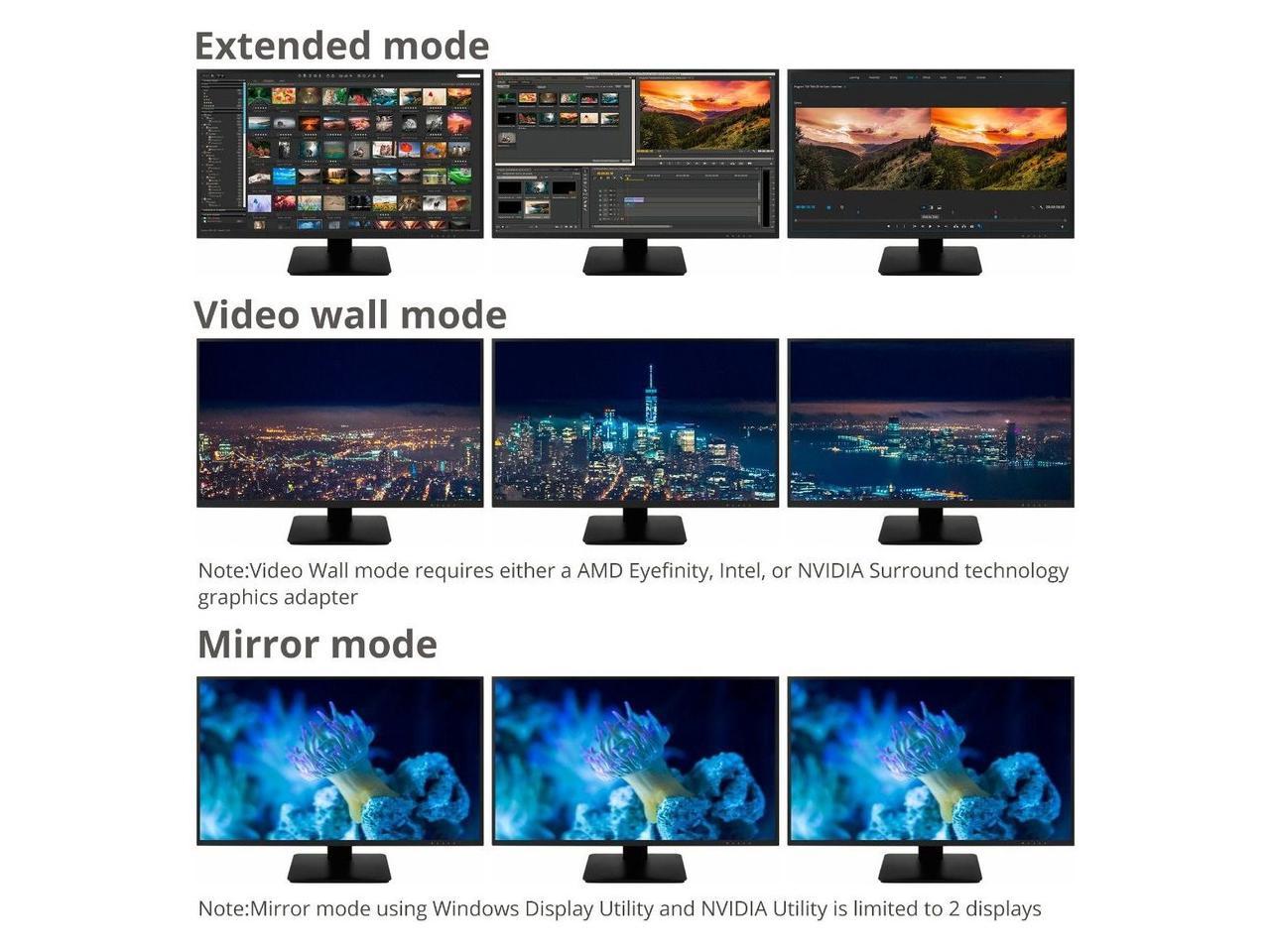 Triple 4K Displayport 1.4 To 2 Dp & Hdmi Mst Hub Splitter