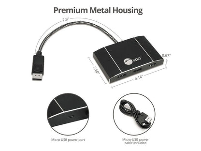 Triple 4K Displayport 1.4 To 2 Dp & Hdmi Mst Hub Splitter