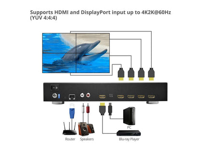 SIIG HDMI 2.0 4-Display Video Wall Processor CE-H23J11-S1 CEH23J11S1