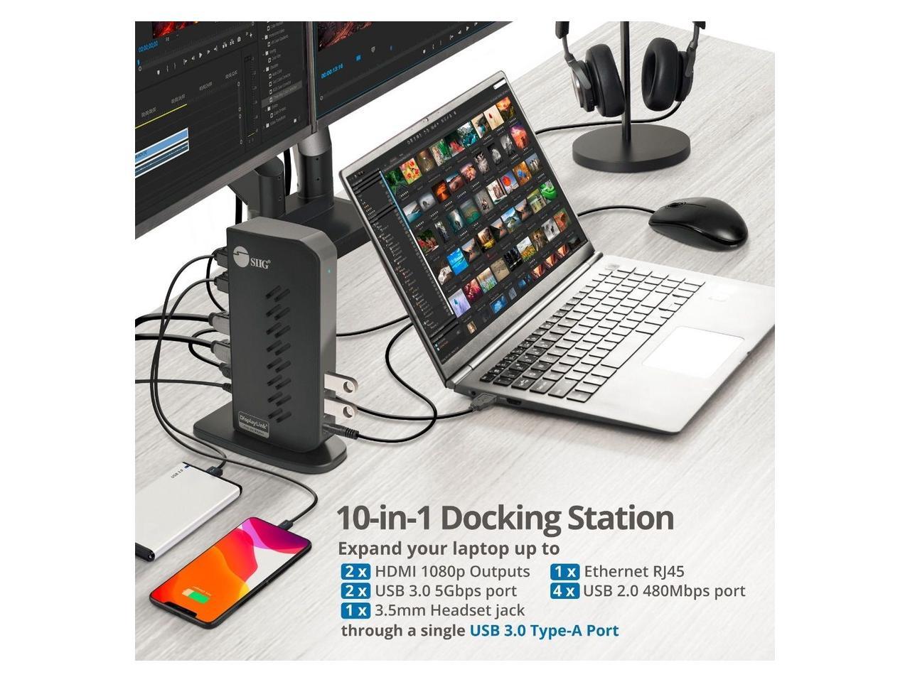 SIIG AC JUDK0L11S1 Dual Video Full HD HDMI Video Docking Station Brown Box
