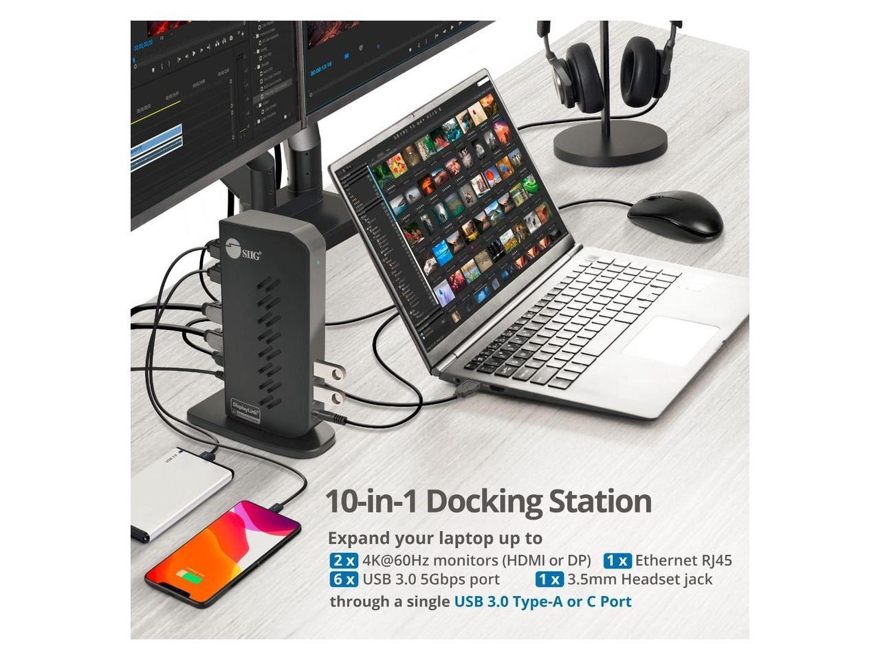 SIIG AC JUDK0H11S1 Universal Hybrid Dual 4K Video Docking Station TypeC TB3