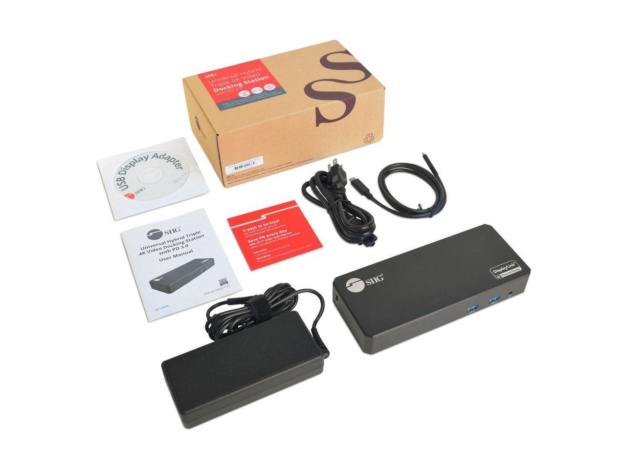 SIIG AC JUDK0J11S1 Universal Hybrid Triple 4K Video Docking Station w PD30