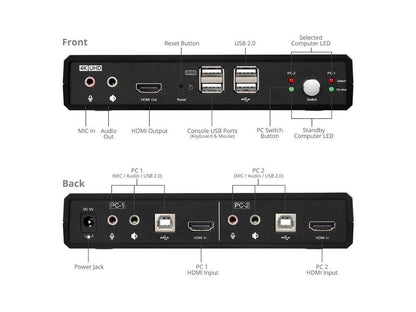 SIIG AC CEKV0811S1 2Port HDMI20 Video Console KVM Switch with USB20