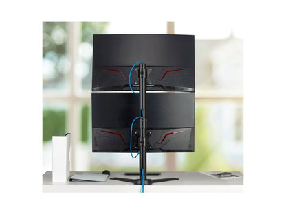 Freestanding Adjusting Vertical Dual Monitor Steel Stand 17" to 32" - 75x75 100x100 VESA
