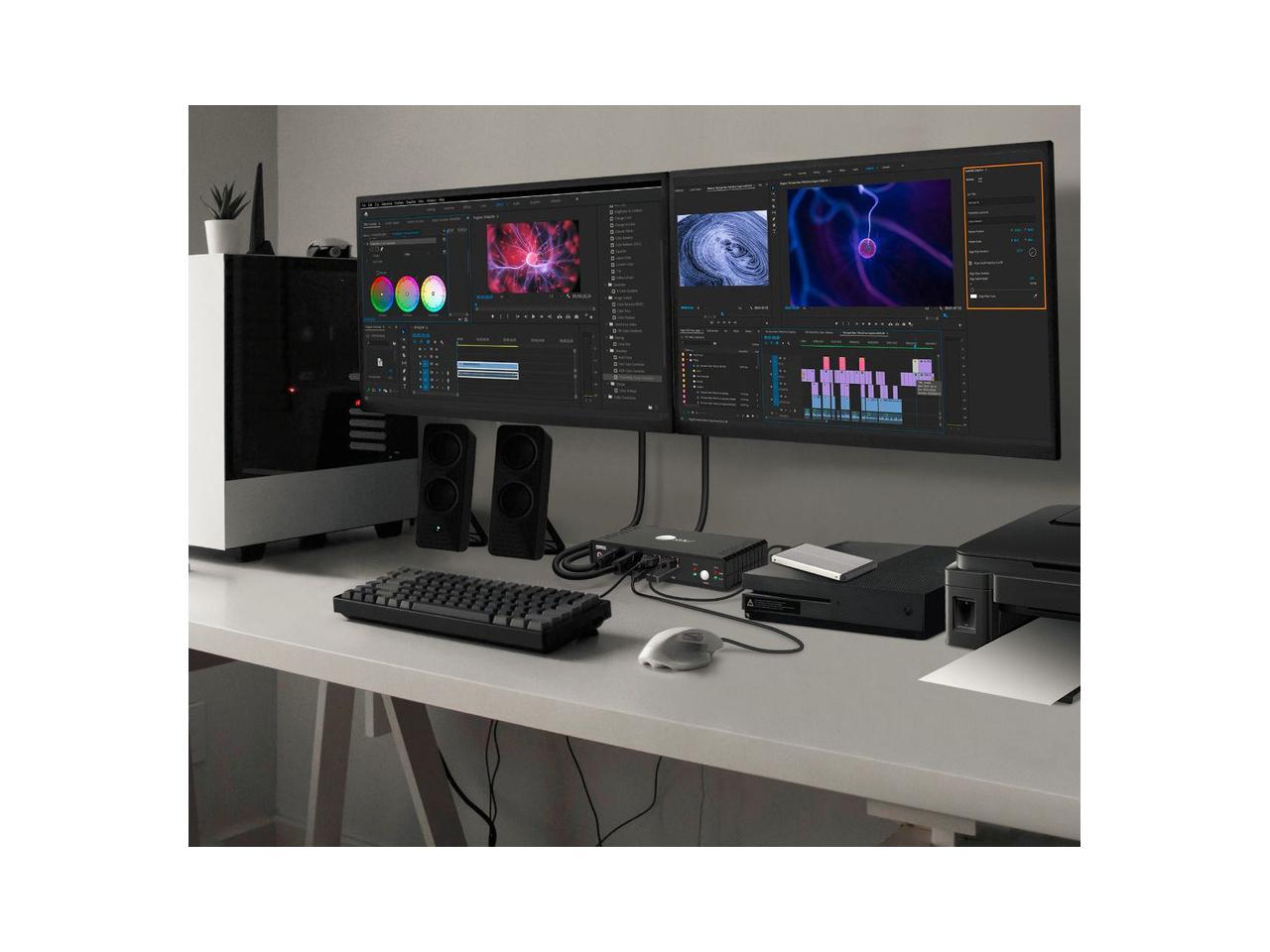 SIIG 2 Port 4K HDMI 2.0 Dual-Head Console KVM Switch with USB 2.0 - Dual 4K Displays , Supports Display Auto Scan