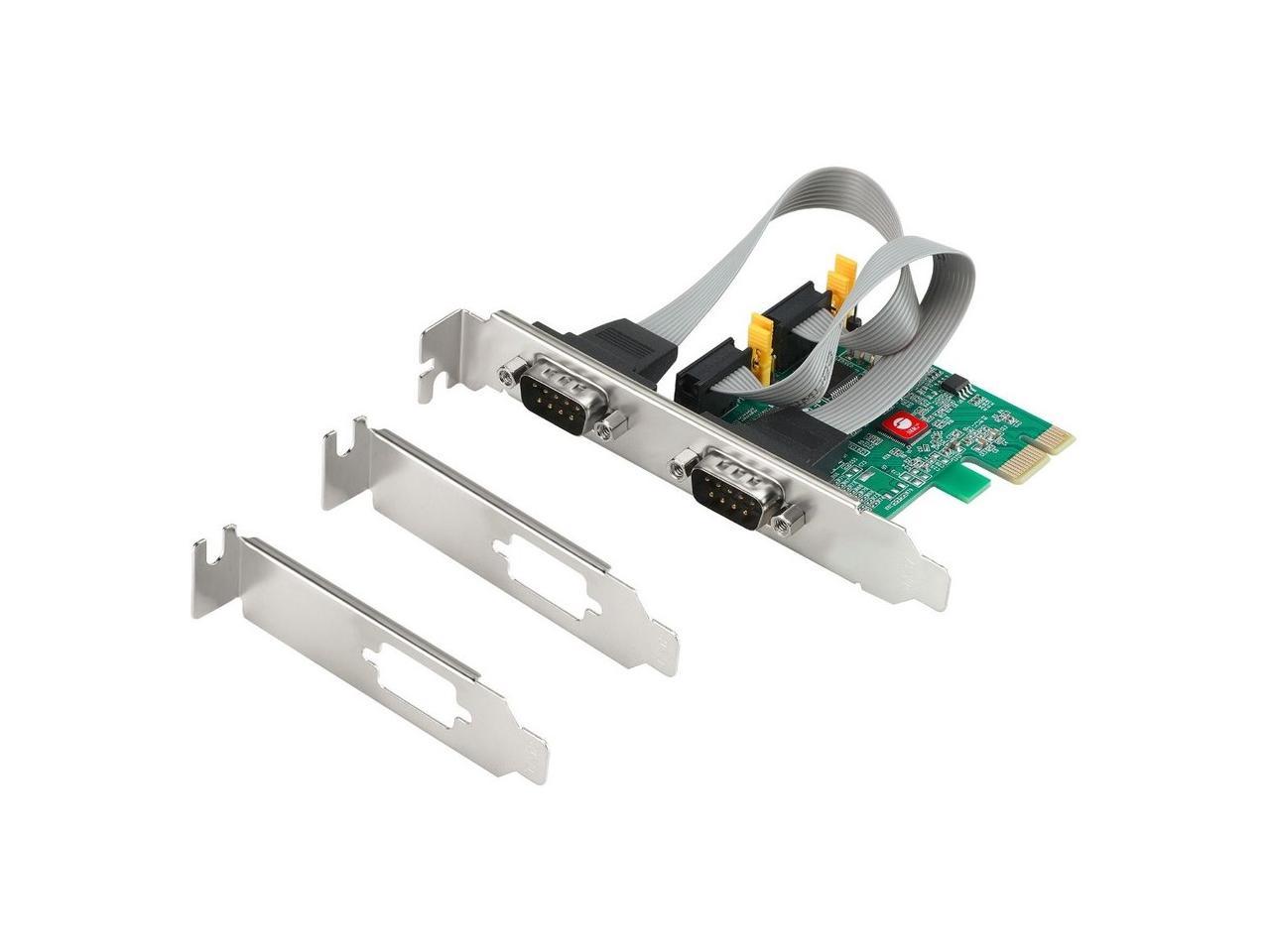 SIIG 2 Port DP Cyber RS-232 2S PCIe Card - 250Kbps - ASIX AX99100 Chipset - PCI Express Base Specification 2.0 Compliant