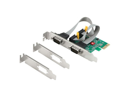 SIIG 2 Port DP Cyber RS-232 2S PCIe Card - 250Kbps - ASIX AX99100 Chipset - PCI Express Base Specification 2.0 Compliant