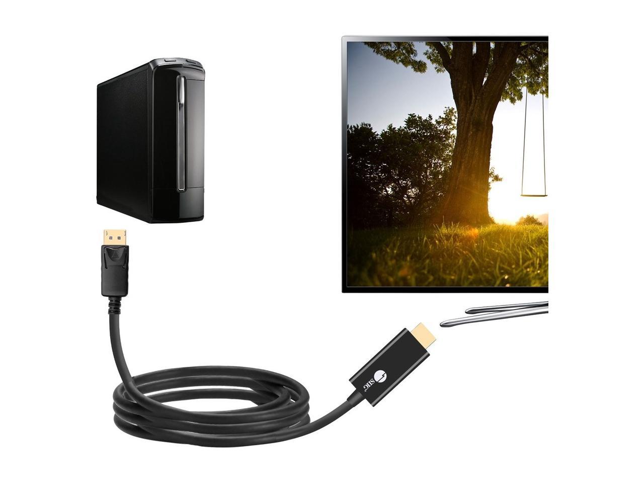 SIIG DisplayPort 1.2 to HDMI 10ft Cable 4K/30Hz - 10 ft DisplayPort/HDMI A/V Cable for Audio/Video Device, HDTV, PC, Monitor, Notebook, Desktop Computer - First End: 1 x 20-pin DisplayPort Male Digita
