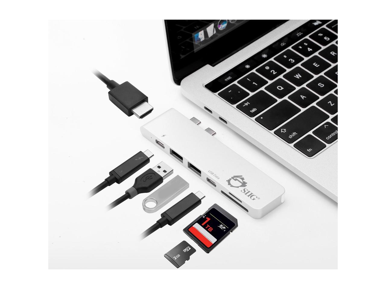 SIIG Thunderbolt 3 USB-C Hub HDMI with Card Reader & PD Adapter - Silver