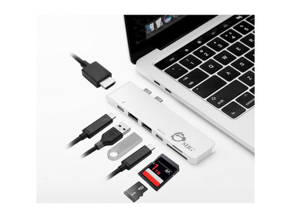 SIIG Thunderbolt 3 USB-C Hub HDMI with Card Reader & PD Adapter - Silver