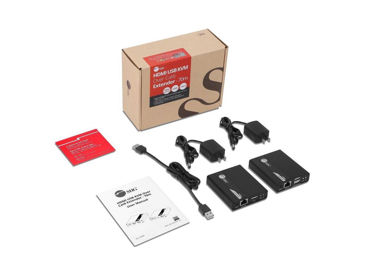 SIIG 1080p HDMI USB KVM Over Cat6 Extender - 70m - Supports PCM 2/5.1/7.1, Dolby & DTS 5.1