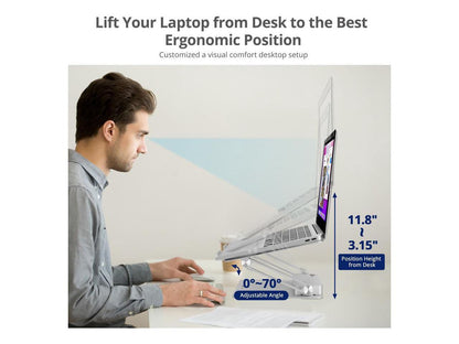 USB-C Laptop Adjustable Stand w/Dual 4K MST Docking Station - USB-C Laptop Stand with Dual 4K MST Docking Station, adds Dual 4K@30Hz displays, one USB-C 5Gbps, two USB-A 5Gbps, one Gigabit Ethernet, o
