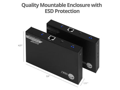 SIIG 4K 60Hz HDR HDMI KVM Over Cat6 Extender with S/PDIF & Touch Screen Support - 1 Computer(s) - 1 Local User(s) - 1 Remote User(s) - 229.66 ft Range - 4K - 3840 x 2160 Maximum Video Resolution -
