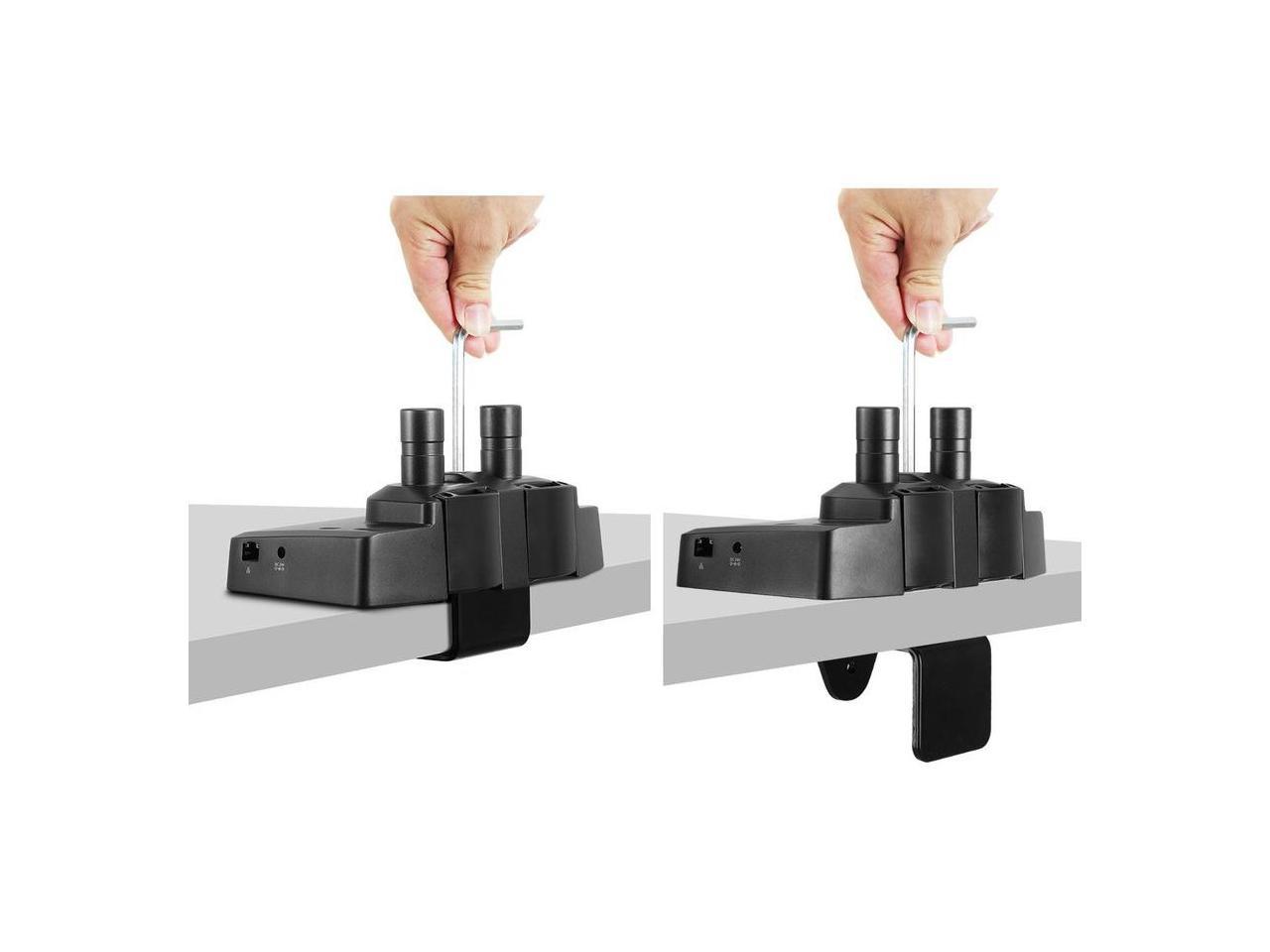 SIIG Dual Gas Spring Monitor Arm Desk Mount with 4K Docking Station & PD - Unique Dual Moniter Desk Mount and Docking Station combo design, gives you dual-display visuals and multiple peripheral c