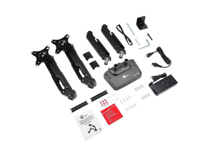 SIIG Dual Gas Spring Monitor Arm Desk Mount with 4K Docking Station & PD - Unique Dual Moniter Desk Mount and Docking Station combo design, gives you dual-display visuals and multiple peripheral c